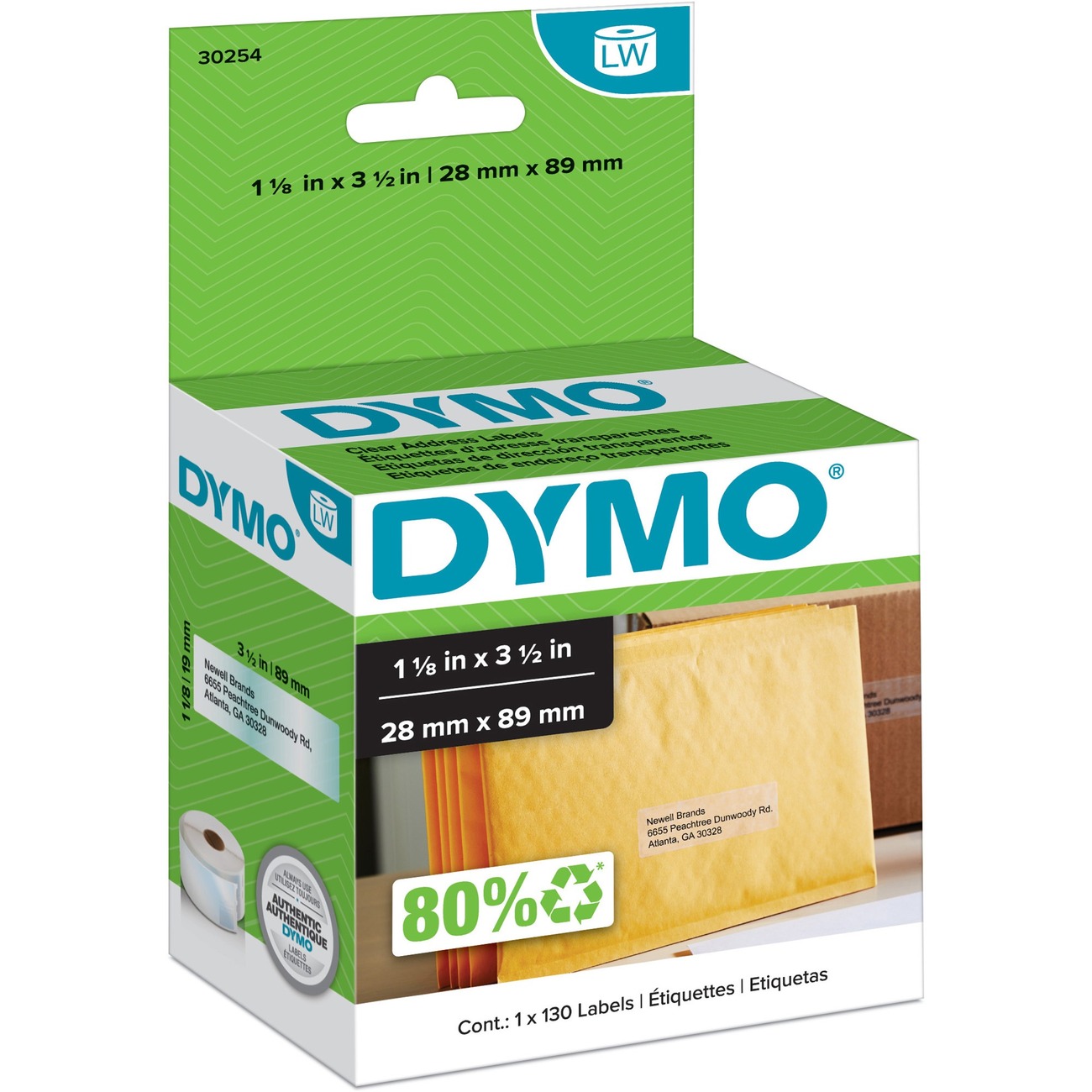 Dymo LABEL, DYMO CLEAR ADDRESS 1 1/8X3.5
