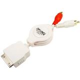 Cables Unlimited Retractable iPod 30 Pin Dock to 2 RCA Audio Cable Adapter