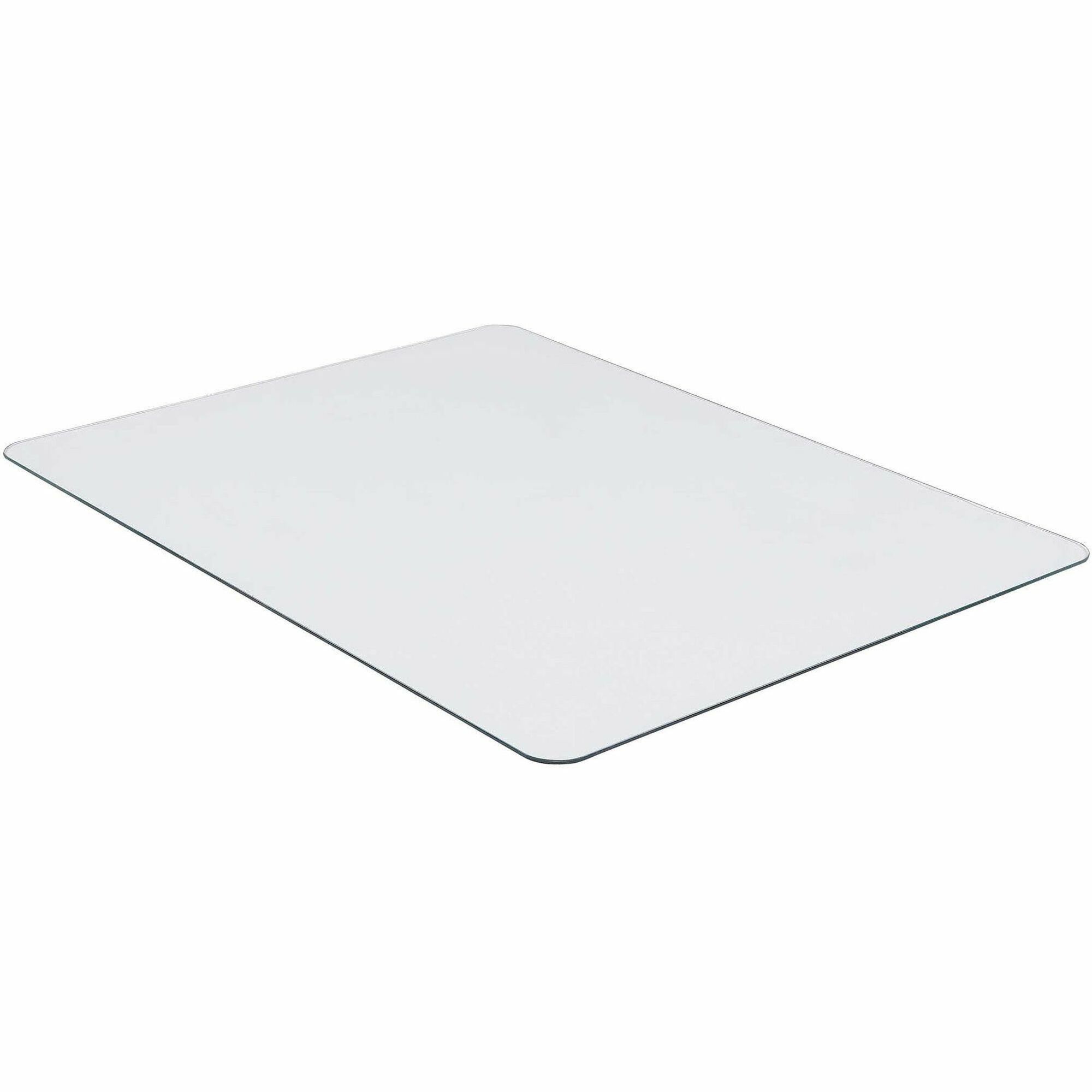 Lorell Tempered Glass Chairmat - Floor, Pile Carpet, Hardwood Floor, Marble - 36 Length X 46 Width X 0.25 Thickness - Rectangle - Tempered Glass - Clear
