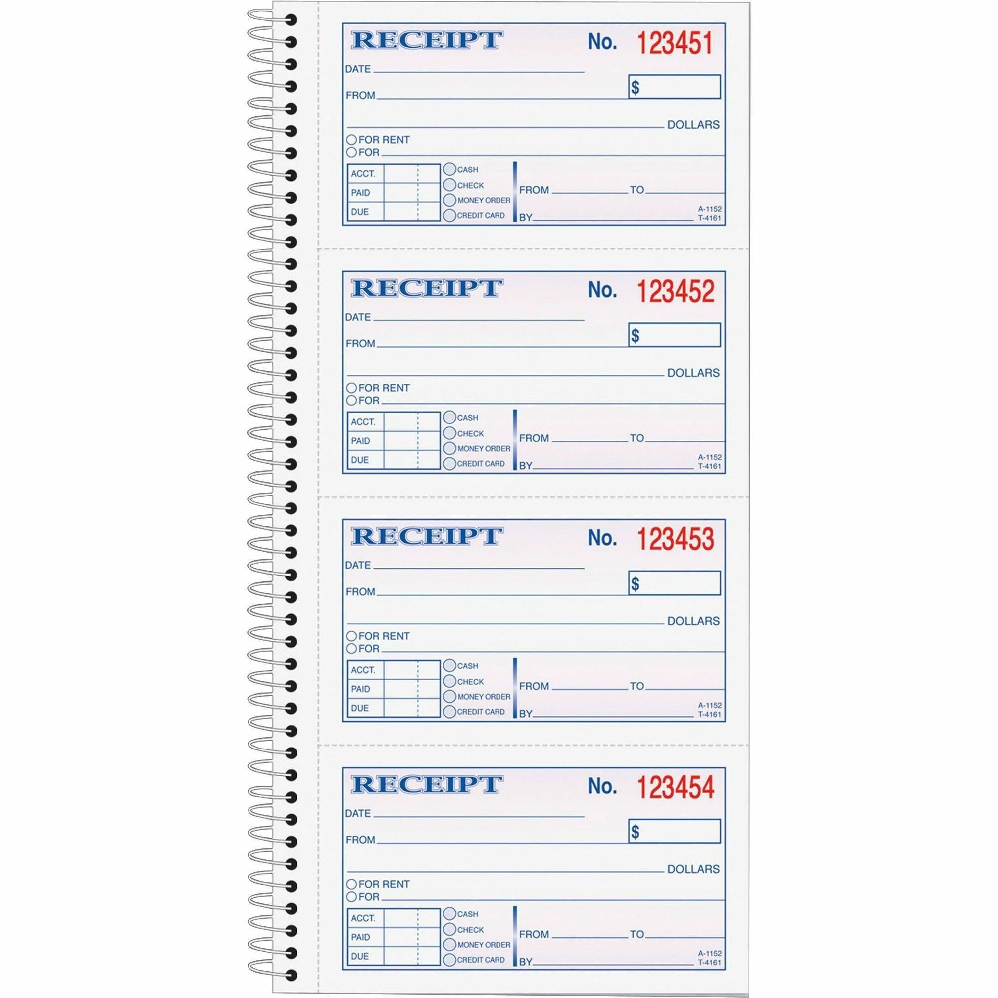 Tops Products Tops Carbonless 2-part Money Receipt Book - 200 Sheet(S) - Wire Bound - 2 Part - Carbonless Copy - 5 1/2 X 11 Sheet Size - Blue, Red Print Color - 1 / Each