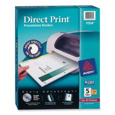 Direct Print Custom Dividers, 5 Tab, 24 ST/BX, White