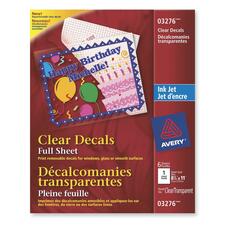 Window Decals F/Inkjet Printers, 8-1/2x11, 6/PK, Clear Window Decals F/Inkjet Printers, 8-1/2x11, 6/PK, Clear
