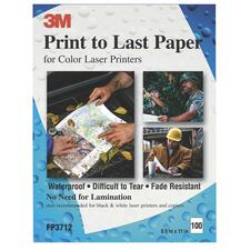 3M FP3712 Paper, 32 Lb., Waterproof, 8-1/2'' x 11'', 100/BX, White, MMMFP3712, MMM FP3712