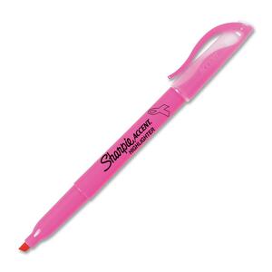 Sanford Pink Ribbon Pocket-Style Highlighter - Marker Point Style: Chisel - Ink Color: Fluorescent Pink - 12 / Dozen
