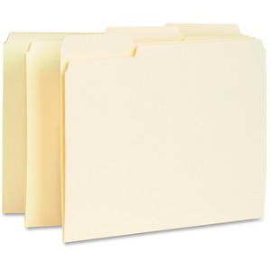 Business Source Interior File Folder - 1/3 Tab Cut on Assorted Position - 100 / Box - 11pt. - Manila