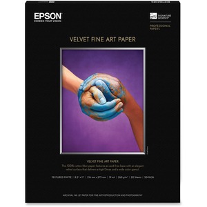 Velvet Fine Art Paper, 8-1/2 x 11, White, 20 Sheets/Pack  MPN:S041636