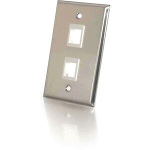 C2G 2-Port Single Gang Multimedia Keystone Wall Plate Stainless Steel
