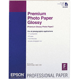 Premium Photo Paper, 68 lbs., High-Gloss, 17 x 22, 25 Sheets/Pack  MPN:S042092