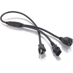 C2G 3ft 16AWG Power Cord Splitter (NEMA 5-15P to 1 NEMA 5-15R + 1 IEC320C13)