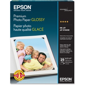 Premium Photo Paper, 68 lbs., High-Gloss, 8-1/2 x 11, 25 Sheets/Pack  MPN:S042183