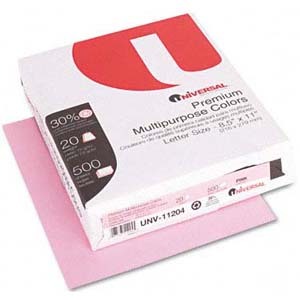 Colored Paper, 20lb, 8-1/2 x 11, Pink, 500 Sheets/Ream  MPN:11204