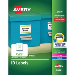 Permanent ID Laser Labels, 2 x 2-5/8, White, 225/Pack  MPN:6572