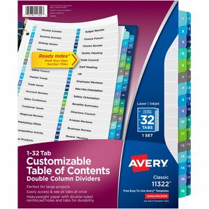 Avery Two-Column Table of Contents Dividers