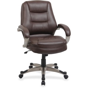 Lorell Westlake Leather Managerial Mid-back Chair