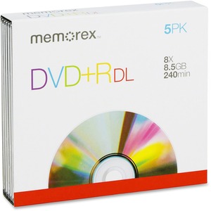 Dual-Layer DVD+R Discs, 8.5GB, 5/Pack  MPN:5835