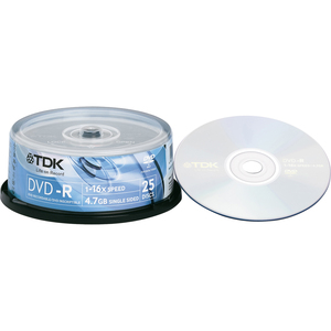 DVD-R Discs, 4.7GB, 16x, Spindle, Silver, 25/Pack  MPN:48517