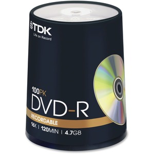 DVD-R Discs, 4.7GB, 16x, Spindle, 100/Pack  MPN:48520