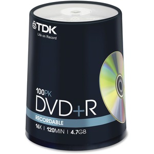 DVD+R Discs, 4.7GB, 16x, Spindle, 100/Pack  MPN:48521