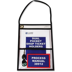 C-line Stitched Dual Pocket Shop Ticket Holder with Hanging Strap