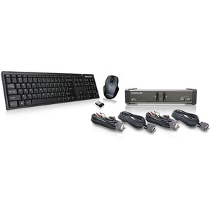 IOGEAR+2+Port+DVI+KVMP+with+cables+and+wireless+keyboard+%2f+mouse+combo
