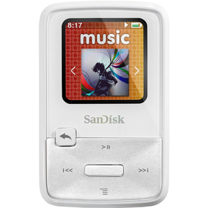 SanDisk Sansa Clip Zip SDMX22-004G-A57W 4 GB Flash Memory White Flash MP3 Player