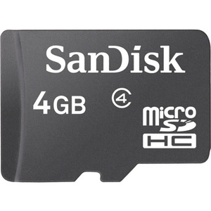 SanDisk microSDHC 4GB Memory Card W/Adapter