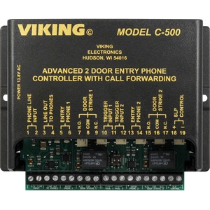 Viking Electronics Two Door Entry Phone Controller with Call Forwarding and Door Strike Controls