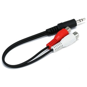 Monoprice 6inch 3.5mm Stereo Plug/2 RCA Jack Cable Black