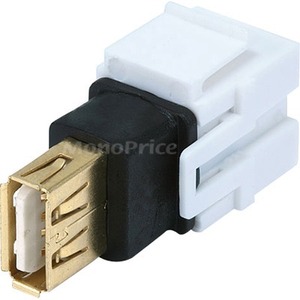 Monoprice Keystone Jack USB 2.0 A Female to A Female Coupler Adapter Flush Type White
