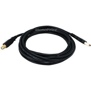 Monoprice 10ft Gold Plated 28/24AWG USB 2.0 A Male to B Male Cable, Black