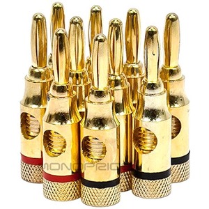 Monoprice 5 PAIRS OF High-Quality Gold Plated Speaker Banana Plugs Open Screw Type
