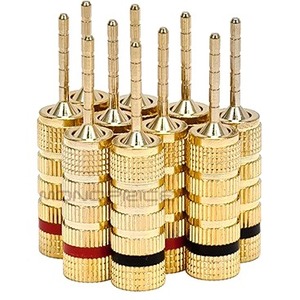 Monoprice 5 PAIRS OF High-Quality Gold Plated Speaker Pin Plugs Pin Screw Type