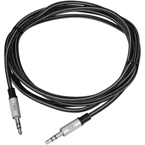 SIIG+2m+Woven+Fabric+Braided+3.5mm+Stereo+Aux+Cable+(M%2fM)+-+Silver