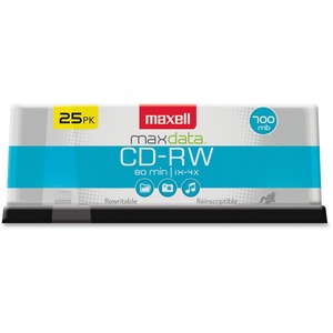 CD-RW Discs, 700MB/80min, 4x, Spindle, Silver, 25/Pack  MPN:630026