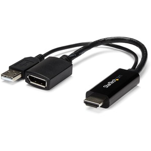 StarTech+HDMI+1.4+to+DP+1.2+Adapter+with+USB+Power%2c+4K+Video+%26+7.1+Audio