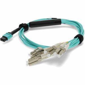 AddOn+7m+MPO+Female+to+8xLC+Male+8-Strand+Aqua+OM4+Fiber+Fanout+Cable+ADDMPO4LC7M5OM4