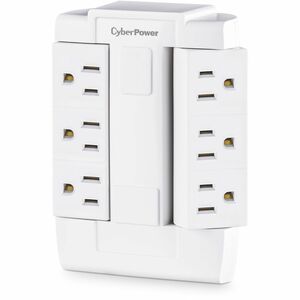 CyberPower+GT600P+6-Outlet+Swivel+Wall+Tap+Outlet+Adapter%2c+White