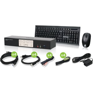 IOGEAR GCS1934-KM 4-Port DisplayPort1.2 KVMP with Wireless Keyboard and Mouse