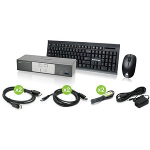 IOGEAR+2-Port+4K+UHD+DisplayPort+KVMP+with+Keyboard+and+Mouse