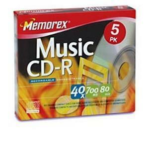 Memorex 700MB/80-minute Cd-r Media (5-pack) - 1540-5600cp5