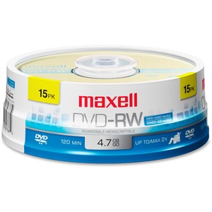 DVD-RW Discs, 4.7GB, 2x, Spindle, Gold, 15/Pack  MPN:635117