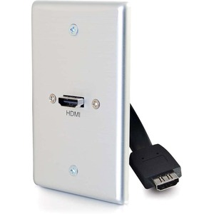 C2G+HDMI+Pass+Through+1-Gang+Electrical+Distribution+Wall+Plate+Brushed+Aluminum