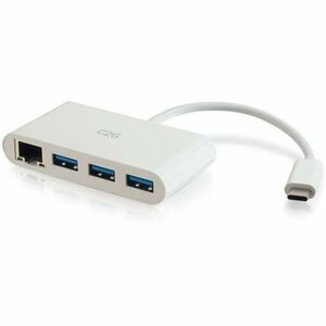 C2G 29746 USB C Ethernet and 3 Port USB Hub - White C2G+29746+USB+C+Ethernet+and+3+Port+USB+Hub+-+White