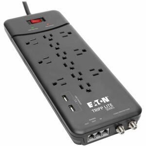 Tripp Lite Surge Power Strip 12 Outlets, 2 USB Charging Ports Tel/Modem/Coax