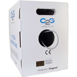 C2G 43406 1000ft Cat6 Bulk Ethernet Cable-Stranded UTP In-Wall CM-Rated Gray TAA