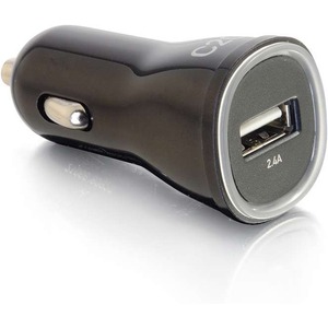 C2G 21068 USB Car Charger w/ Single 2.4A USB Port, Black