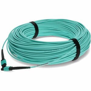 AddOn+100m+MPO+Female+to+MPO+Female+12-Strand+Aqua+OM4+Crossover+Fiber+OFNR+Riser-Rated+Patch+Cable+ADDMPOMPO100M5OM4