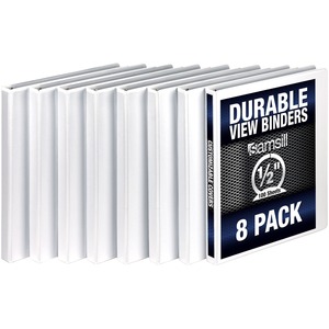 Samsill+Triple+.5%22+Round+Ring+Durable+View+Binders+8-Pack+S88417