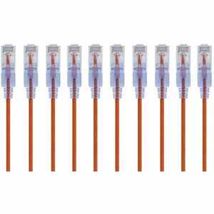 Monoprice+SlimRun+2ft+Cat6A+Snagless+UTP+Network+Patch+Cable%2c+Oragne+-+10+Pack