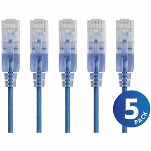 Monoprice 25ft SlimRun Cat6A Ethernet Patch Cable Blue 5Ct 33198